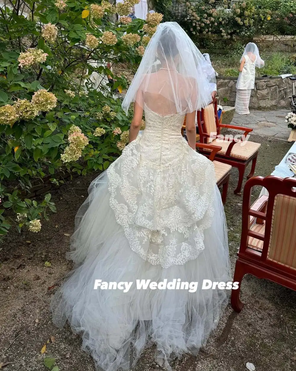 Fancy Luxury A Line Korea Wedding Dress Photo Shoot Lace And Tulle Bridal Gown Strapless Evening Dresses Customized