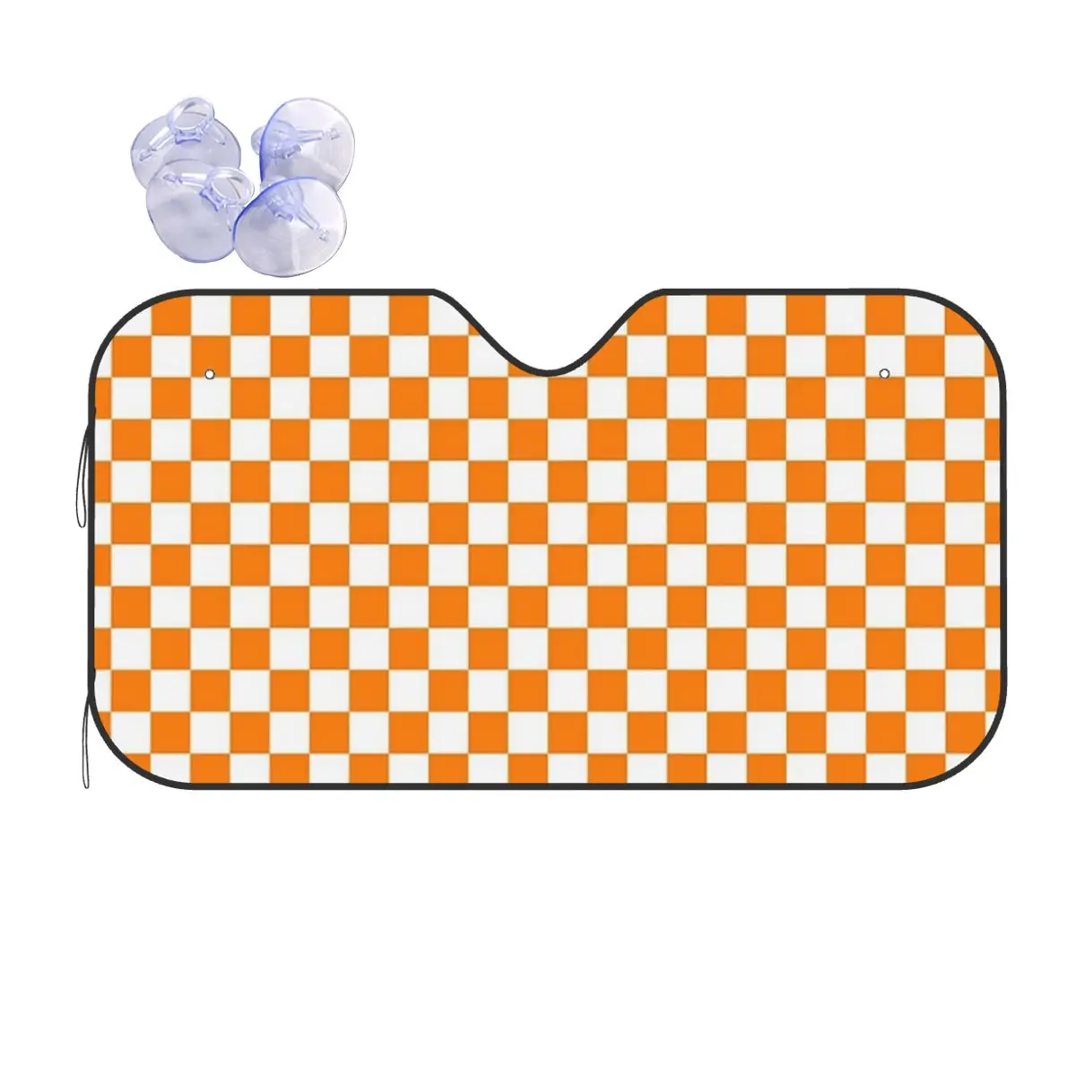

Orange White Checkered Pattern Sunshade Windscreen Car Front Windshield Window Sun Visor Accessories Covers