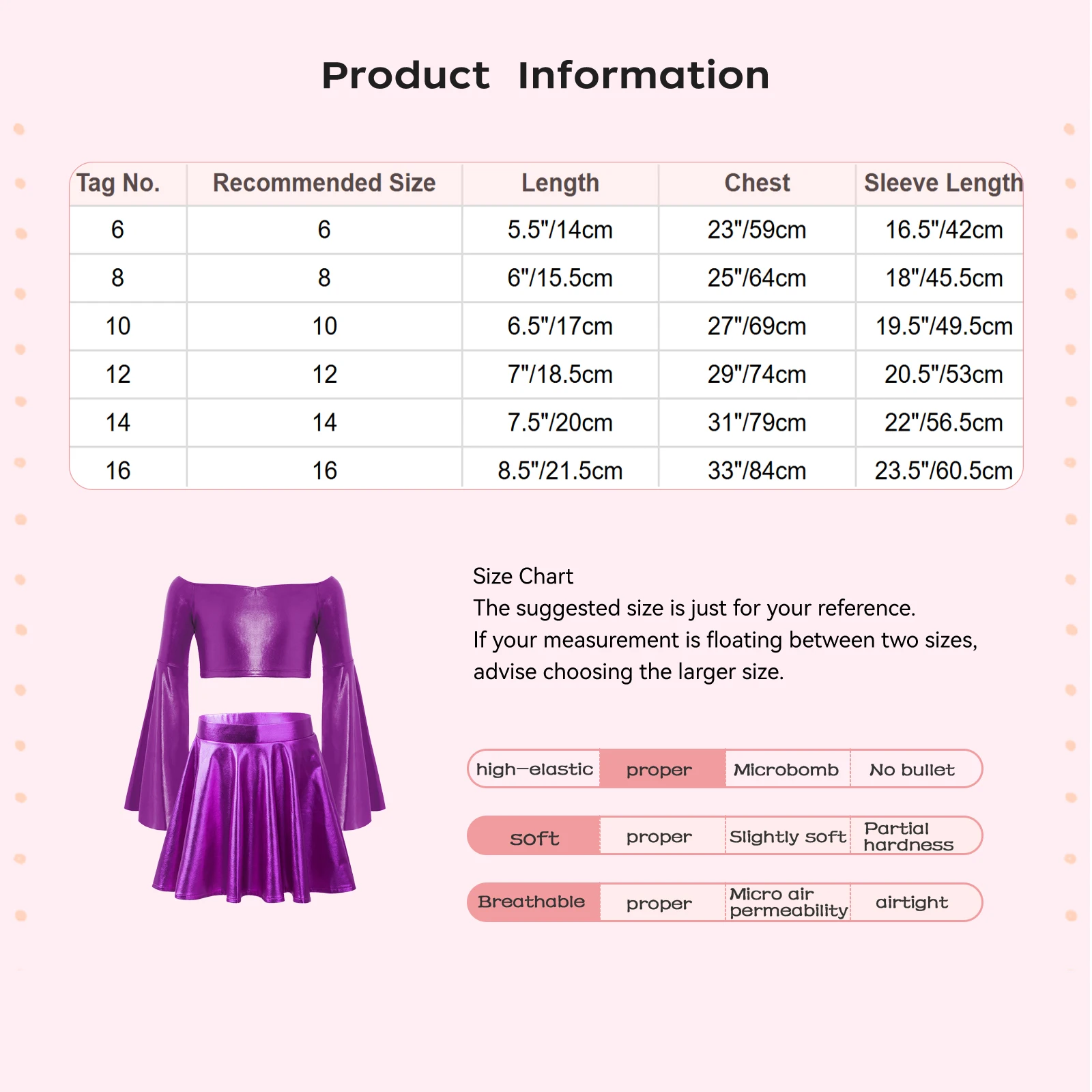 키즈 걸스 메탈릭 러플 재즈 세트 긴 플레어 슬리브 오프 숄더 크롭 탑과 생일 파티 공연을 위한 반짝이는 스커트
