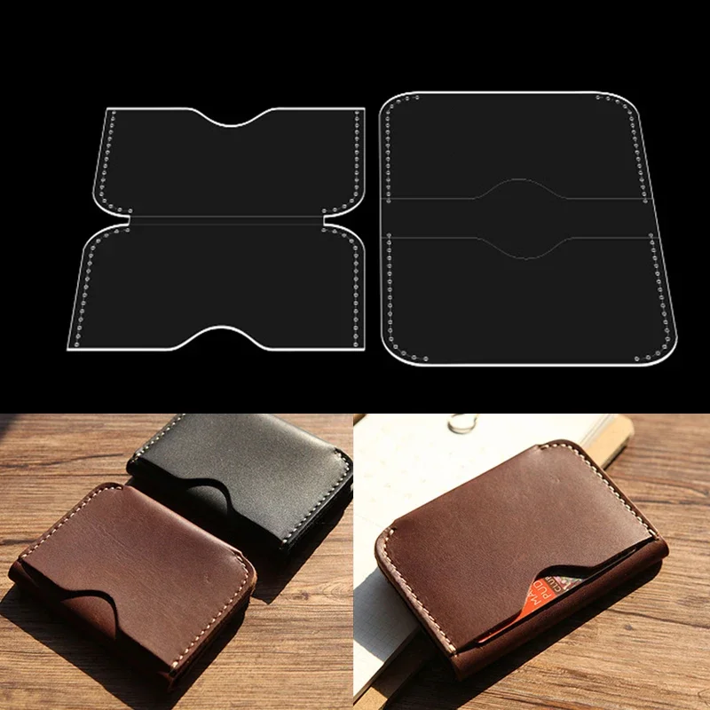 YOMDID 2PCS Mini Card Case Acrylic Making Template DIY Multifunctional Wallet Making Acrylic Stencil Leather Craft Supplies