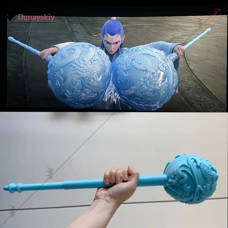 การ์ตูน Nezha Ao Bing คอสเพลย์เครื่องแต่งกายค้อนน้ําแข็ง Props 46 ซม.-27 ซม.3D Lollipop ค้อน 1:1 บทบาทเล่น PROP อุปกรณ์เสริมอาวุธ