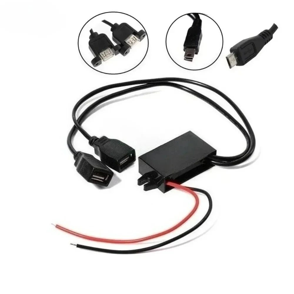 12V 24V Step Down to 5V 3A 15W DC Power Converter Micro Mini USB Type-C Buck Voltage Power Supply Output Adapter for Cars Trucks