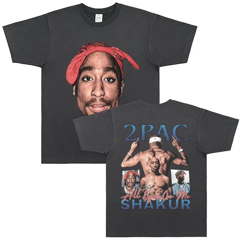 Rapper Tupac 2pac All Eyez on Me Graphic T-shirt Men Women Hip Hop Fashion Vintage T Shirt Male Casual Oversized Cotton T-shirts