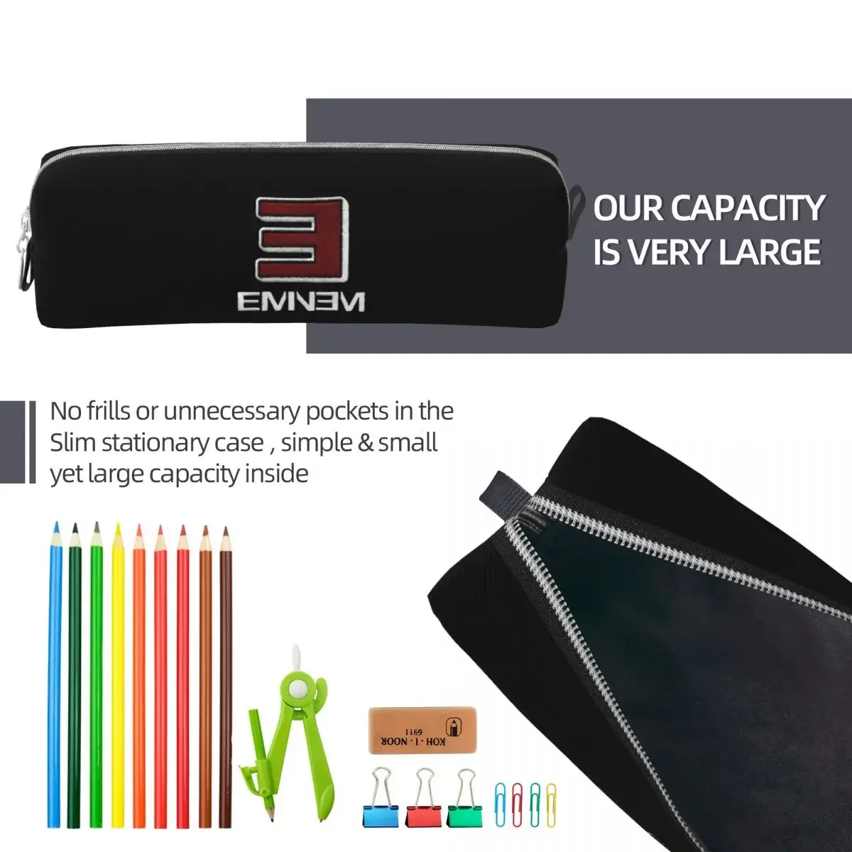 أزياء ايمينيم مغني الراب الراب الله مقلمة المدرسة القديمة الموسيقى pencelcases صندوق القلم للفتيات الفتيان حقيبة الطلاب القرطاسية المدرسية #6