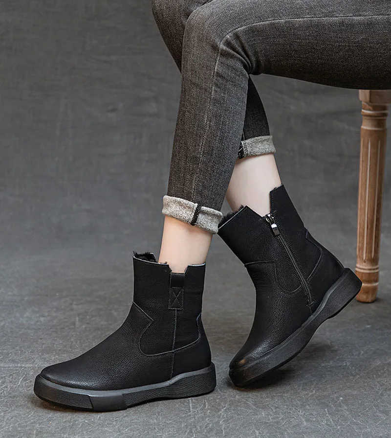 أحذية الثلوج النسائية 2025 أحذية نسائية جديدة من الجلد الطبيعي أحذية شتوية دافئة من الصوف الطبيعي مقاس كبير 42 43 بوتاس موهير WSH4970