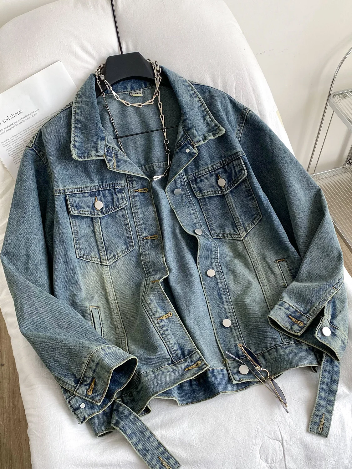 

Loose Casual Denim Jaet Women's 2025 Autumn Faion Korean Sle Long Sve Turn-down Collar Single Button Outerwear