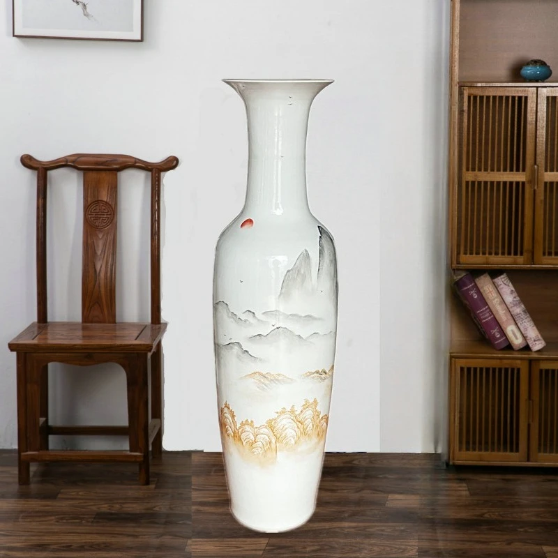 Nordic Creative Large Sized Vases Modern Simple Ceramic Hand-Painted Vase Living Room Nordic Aesthetic Decoration Ornament FYVA