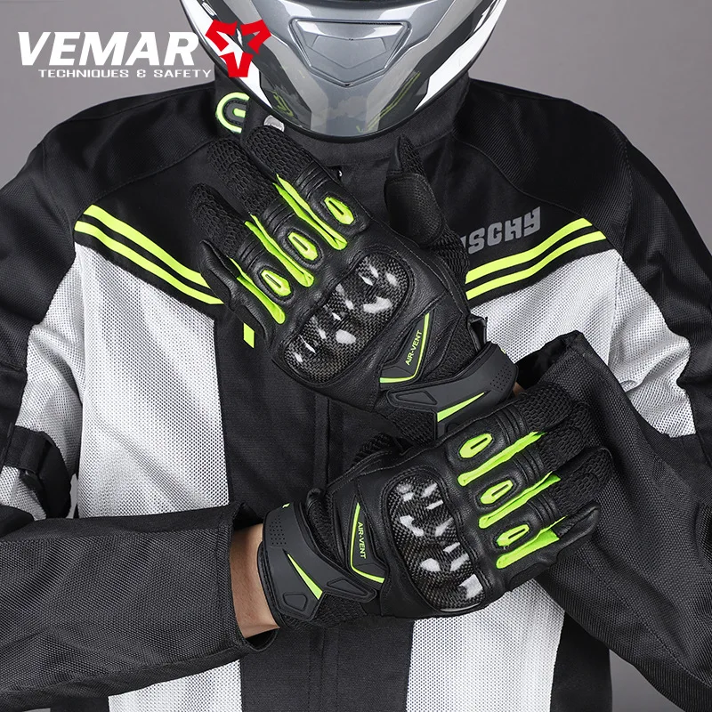 

Leather Motorcycle Gloves Breathable Moto Gloves Goatskin Leather Motocross Riding Gloves Full Finger Summer