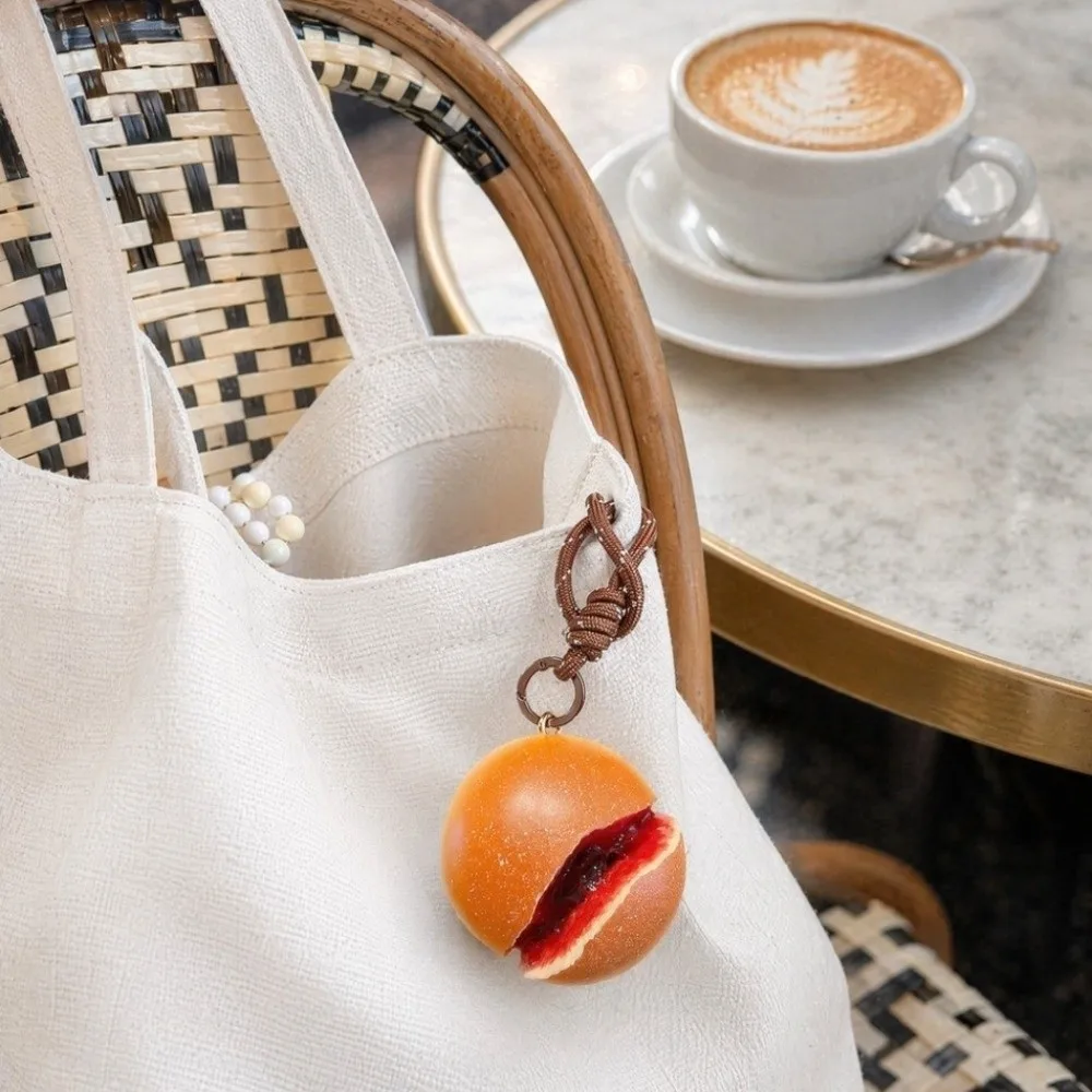 Slow Rebound Simulated Squeeze Bread Keychain Dessert Squishy Texture Simulation Bread Key Ring Elastic PU