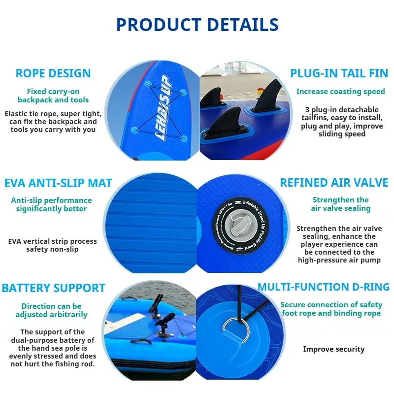 Double-Layer Inflatable SUP Kayak Fishing Board Anti-Rollover EVA Deck Foldable with Rod Holders for Parent-Child Lure Fishing