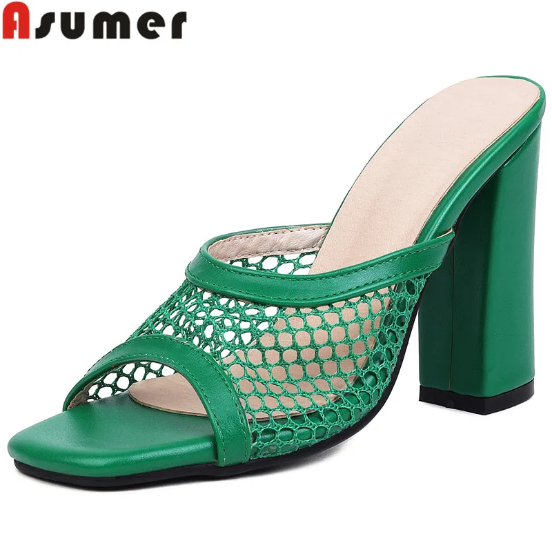 

ASUMER 2022 Size 34-43 New Shallow Thick Super High Heels Shoes Solid Synthetic Slippers Women Ladies Dress Slippers