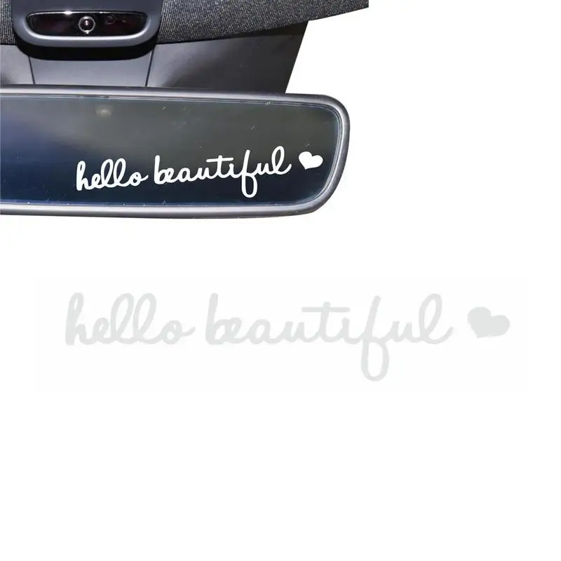 Hello Beautiful Mirror Decal Rearview Mirror Decal PVC Stickers Chic Car Decal Stickers For Women Car Window Stickers Decorative