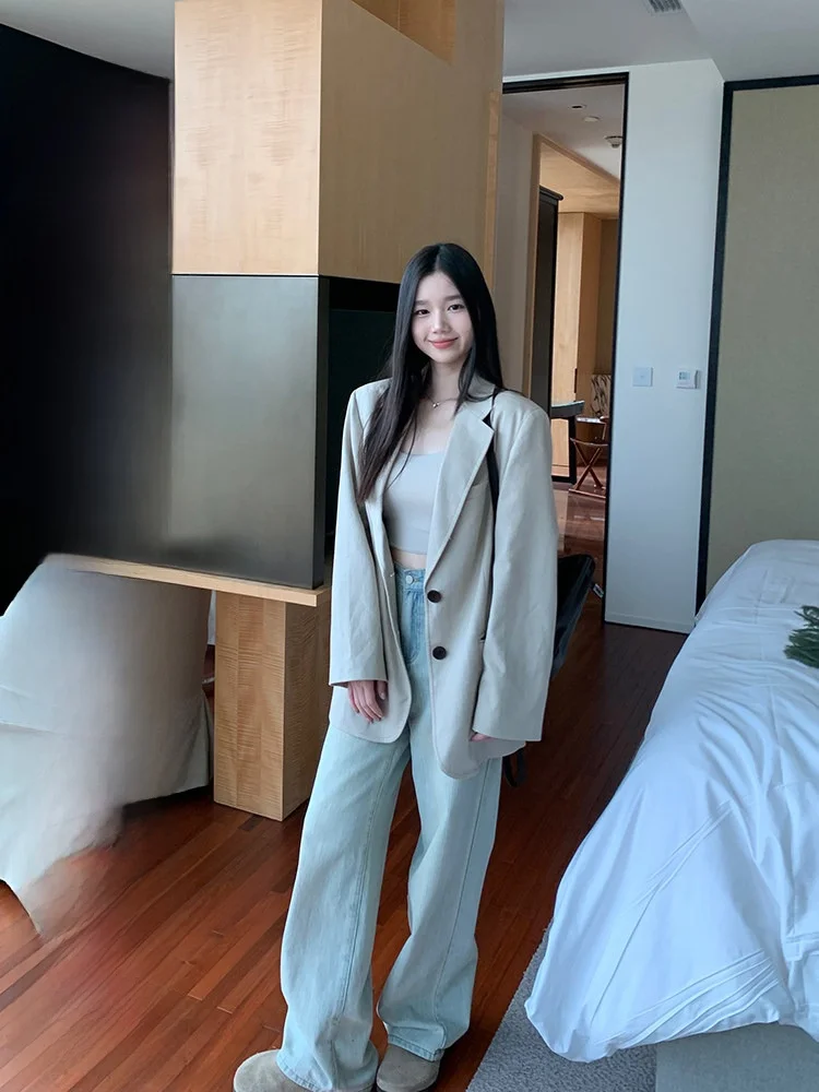 

YOKLASS Повседневный женский пиджак свободного кроя с длинными рукавами, винтажный, премиум-класса, осенняя новинка, модный деловой костюм