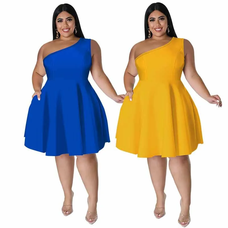 

218703 Plus Size Women's Multi Color Large Swing Sleeveless Dress Sexy Dress Solid 2025 Party Summer Elegantes Casual Y2k
