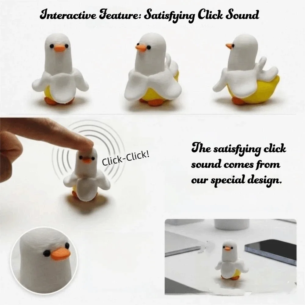 3D Printed Clicker Keychain Wear-Resistant Lightweight Banana Duck Keychain Comfortable Clicking Sound Portable Size Fidget