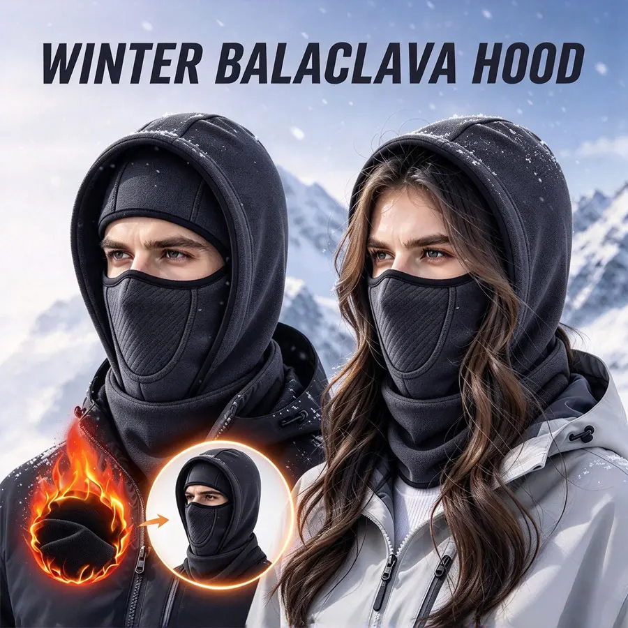 Winter Warm Hat with Mask and Neck Warmer 3-in-1 Windproof Balaclava for Men Women Masked Hat Cycling Cold Weather Protection