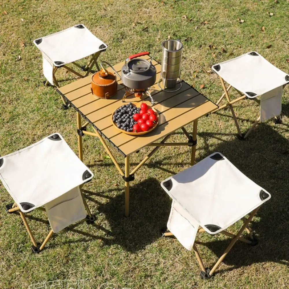 

Large Size Folding Camping Stool Ultralight Side Pocket Portable Stool with Carrying Bag High Load Bearing Outdoor Chair Beach