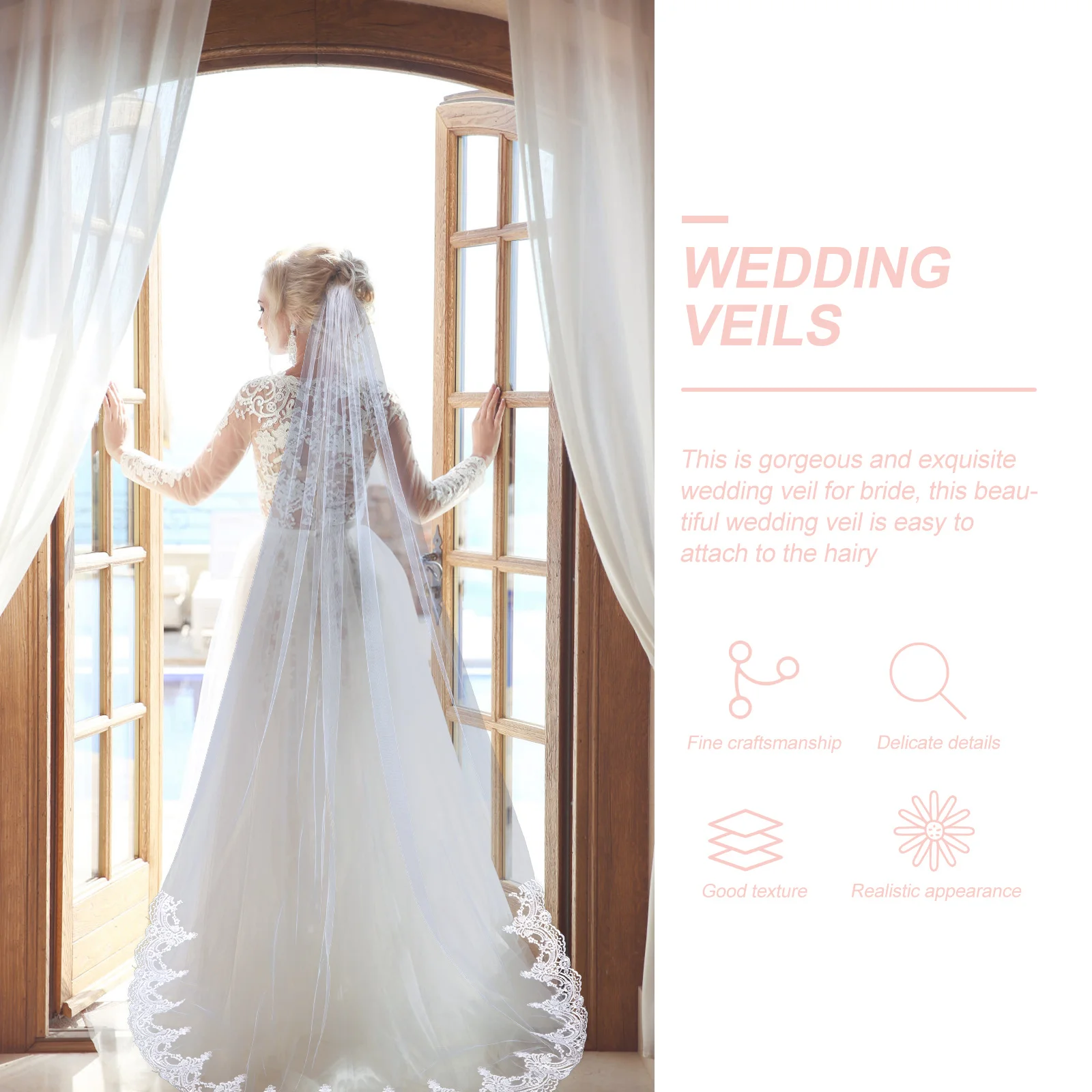 

Lace Edge Bride Wedding Veil Gorgeous Long Bridal Veil Hair Accessory Ceremony Engagement Proposal Headdress Bridal Headpiece