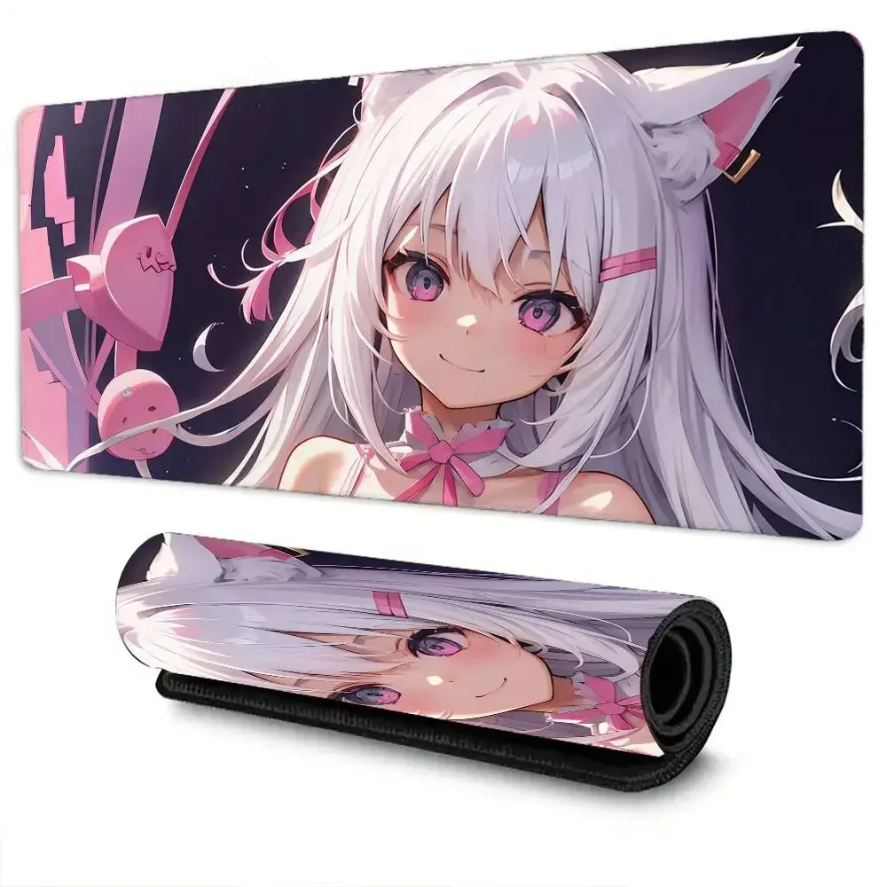 

Anime Girl Cat Ears Katsuna Mousepad Non-slip Suitable For Office Computers Laptops E-sports Game Desk Mats XXL Keyboard