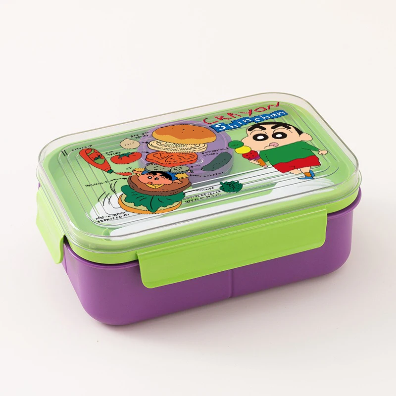 Crayon Shin-chan Bento Boxes Food Containers with Compartment and Tableware Cartoon Lunch Box Work School Microwave Oven Heating