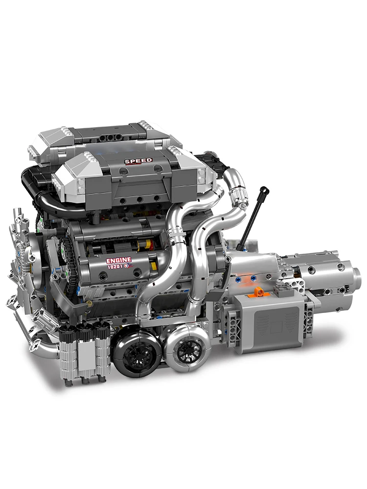 Mould King 10201 Der Motorisierte Supersportwagen W16 Motor + Getriebe Baustein-Set Technisches Auto-Motor-Spielzeug Kinder-Geschenk