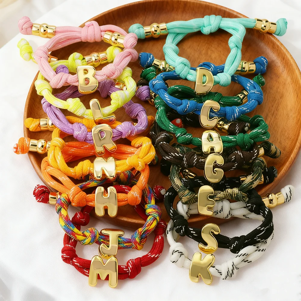 

Custom Name Bracelet Personalized Colorful Braided Letter Adjustable Rope Friendship Handmade Gift for Women Birthday Christmas