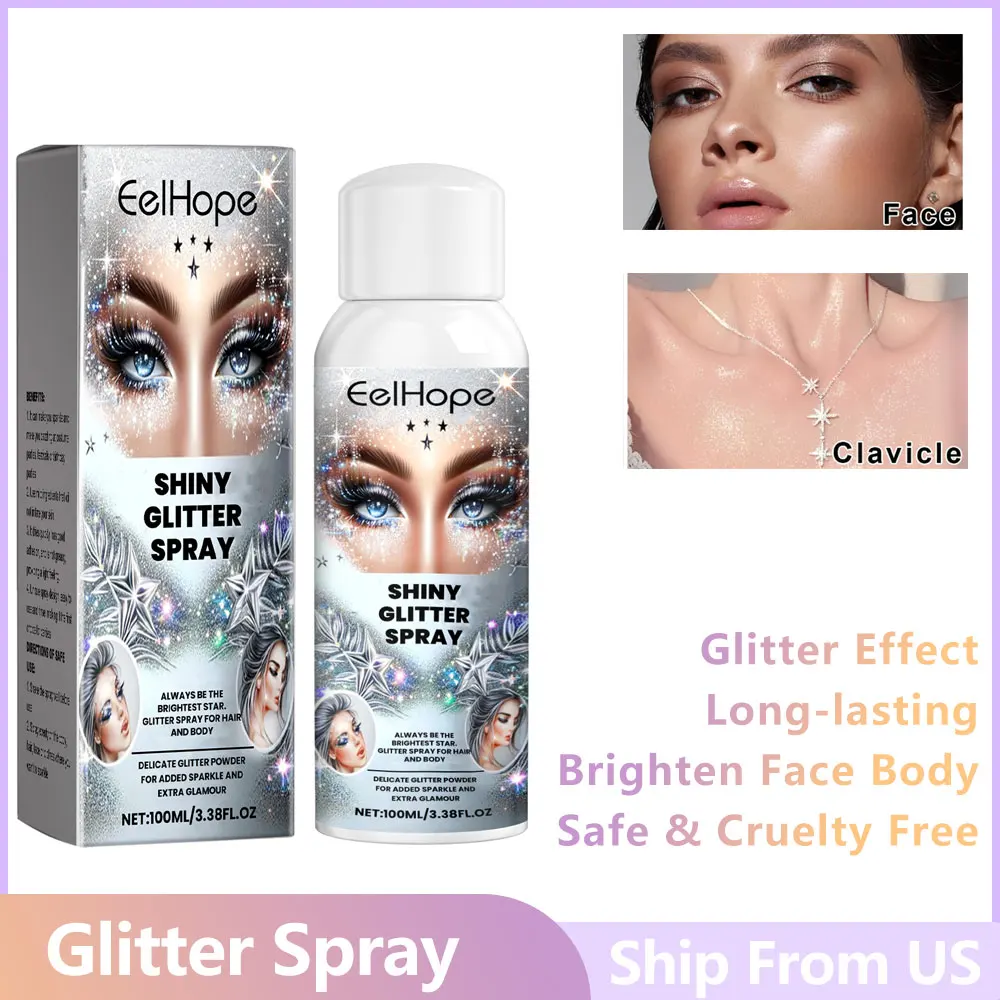 Highlighter Powder Spray Face Contour Hair Body Clothes Quick-Drying Waterproof Lasting Fairy Glitter Powder Highlighter Makeup