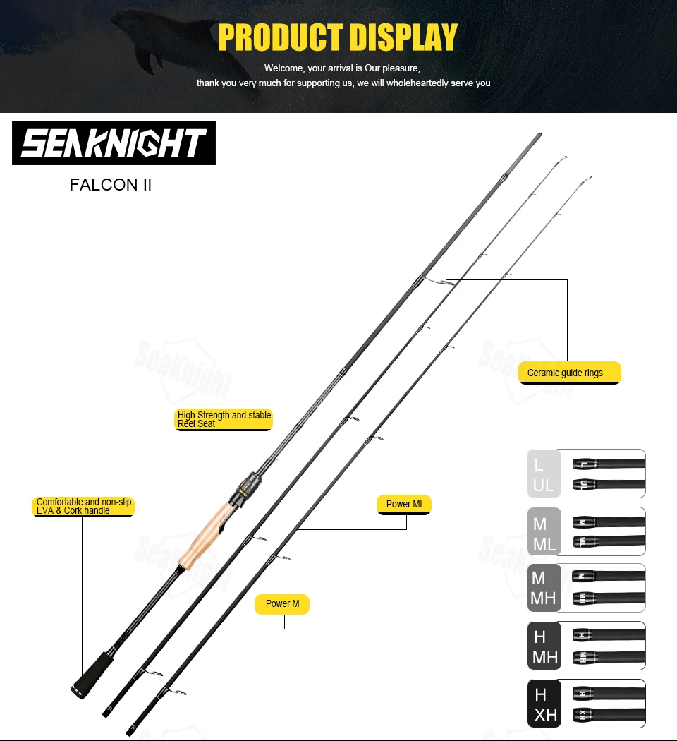 SeaKnight Brand Falcan II/FalconII Series High Carbon Spinning/Casting Rod Fishing Rods 1.98/2.1 UL/L/ML/M/MH/H/XH 1-80g Sea rod