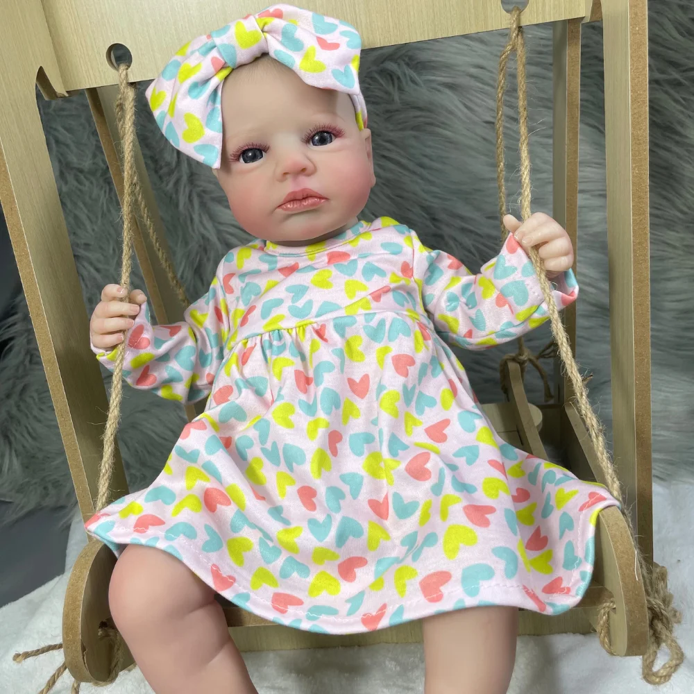 50CM Vinyl Reborn Baby Doll LouLou Awake Open Blue Eyes Lifelike 3D Skin Newborn Birthday Gift For Girls