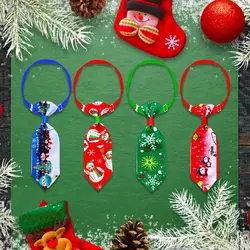 Pet Tie Bow Tie Collar Christmas Print Holiday Dress Up Adjustable Cat Dog Pet Accessories