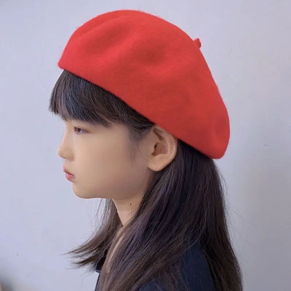 Lively Girls Woolen Baby Beret Hat Soft Solid Color Winter Kids Berets Warm Children Newsboy Cap