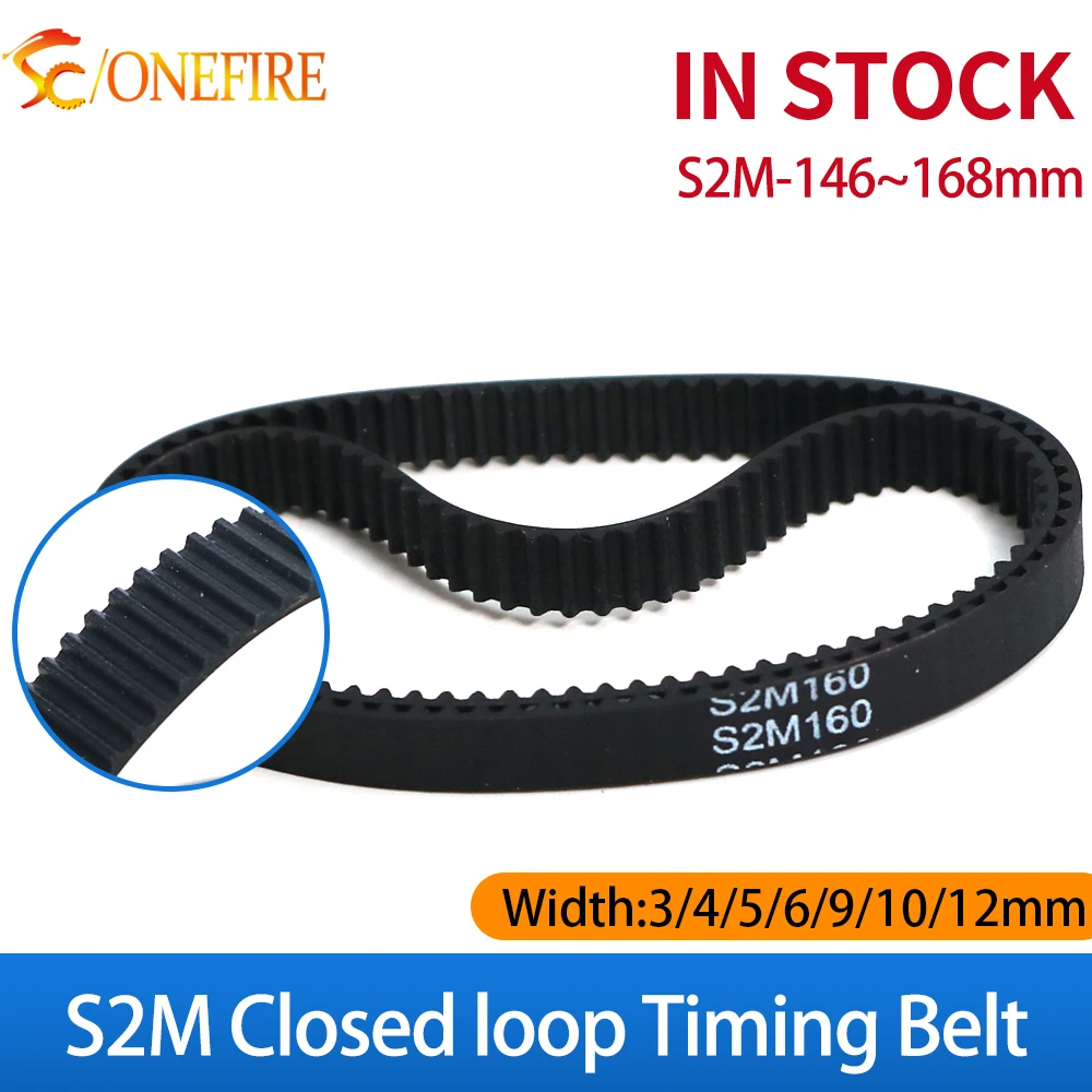 Correa Dentada de Goma STP 2M, Longitud 146 148 150 152 154 156 158 160 162 164 166 168, Ancho 3/4/5/6/9/10/12 mm