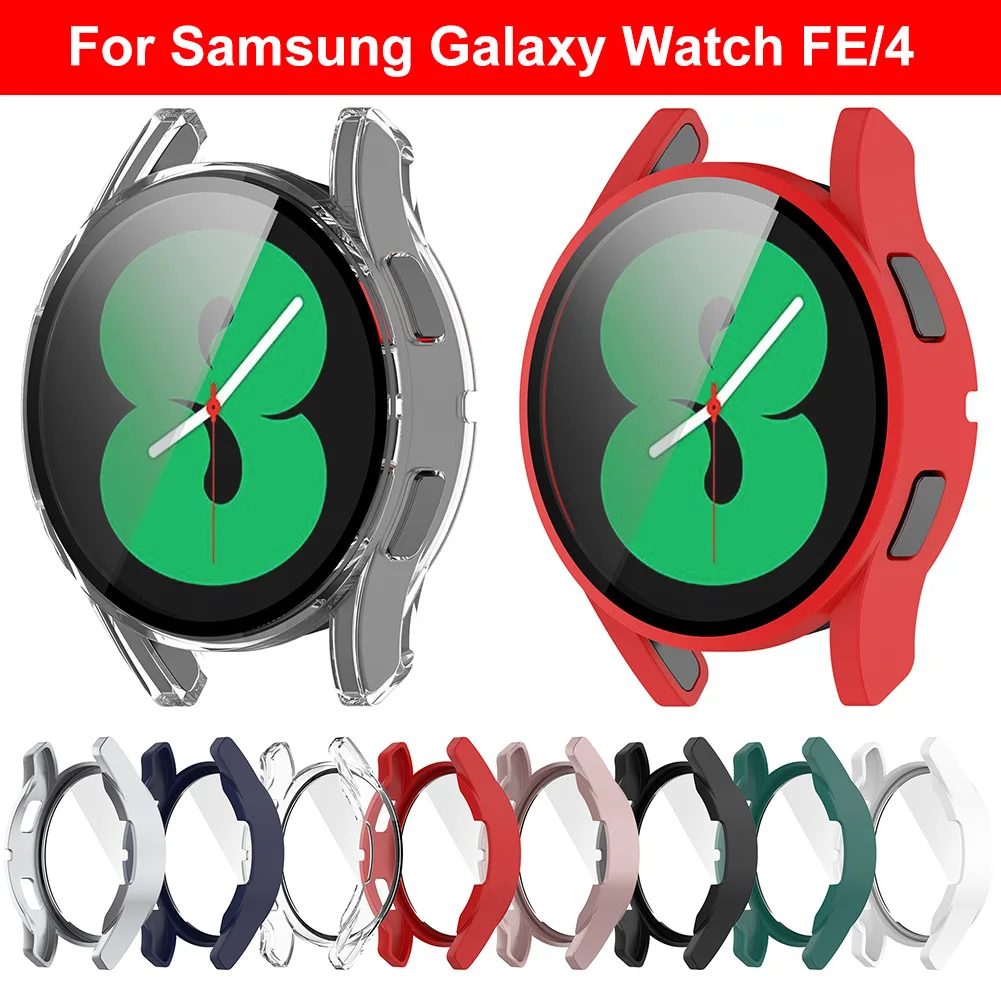 Obudowa zegarka PC ochraniacz ekranu z hartowanym szkłem pełne pokrycie ramka zapobiegająca upadkowi do Samsung Galaxy Watch FE/4 40mm