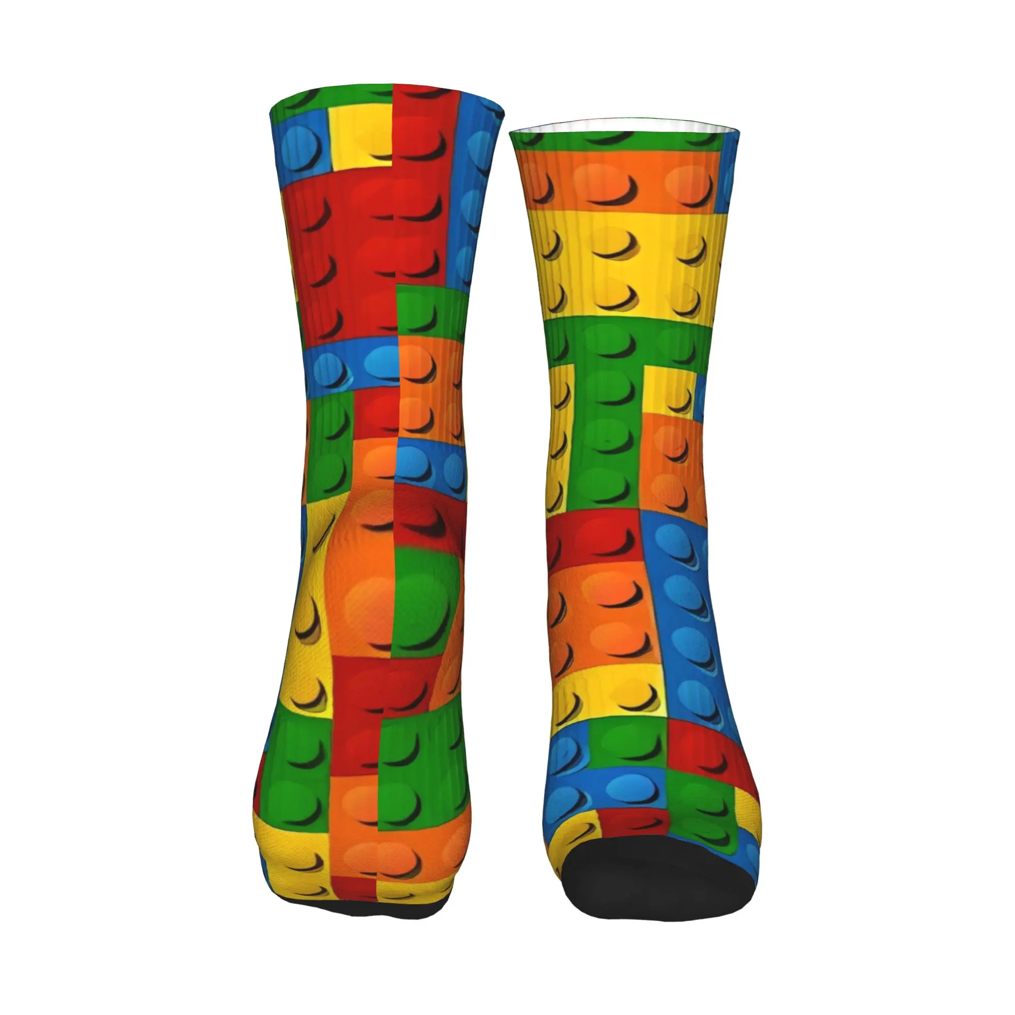 Compact Primary Color Building Blocks Socks  Elegant Stockings Spring Non Slip Unisex Men Socks Quality Printed Climbing Socks