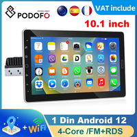 Podofo 1Din 10inch Car GPS Radio Stereo Player Universal Android Car Multimedia Player Carplay Android auto WIFI Bluetooth FM