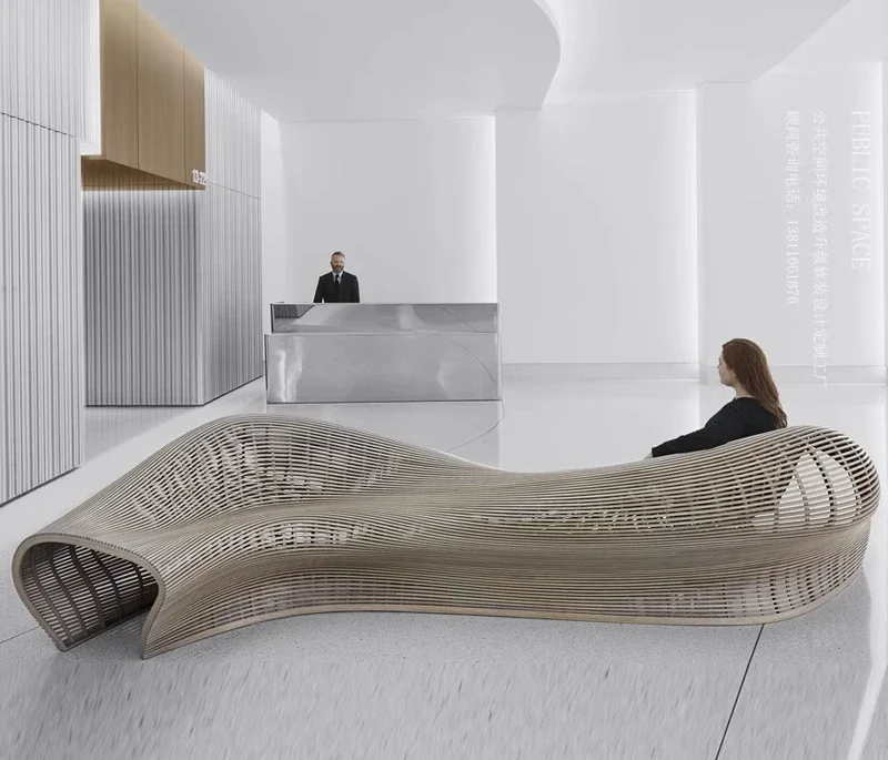 Outdoor Shopping Mall Lobby Leisure Seat Customized Hotel Lobby Airport Public Art Creative Special Shaped Rest Bench