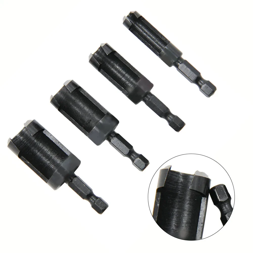 4Pcs 6mm-16mm Hex Shank Wood Plug Hole Cutter Drill Bit Plug Cutter Bored Hole Wood Tenon DIY Cutting Power Tool