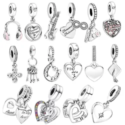 Authentic Puzzle Piece Hearts Splittable Friendship Dangle Charm Bead Fit Original European 925 Sterling Silver Bracelet Jewelry