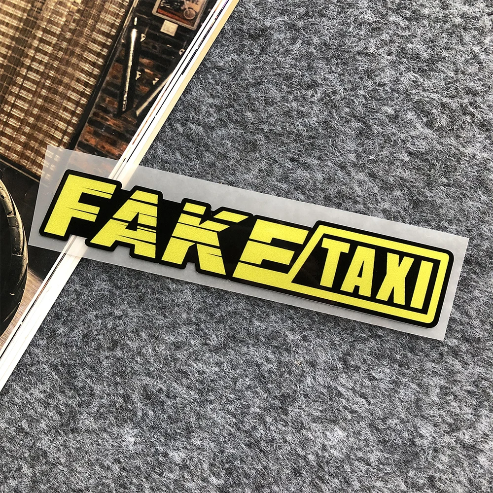 Funny English Text Fake Taxi Reflective Car Sticker Decor Motorcycle Motorbike Scooter Auto Body Window Bumper Windshield Decals