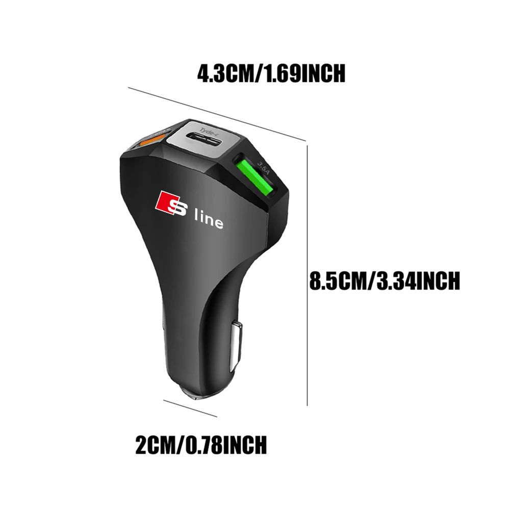 Car Charger Cigarette Lighter USB Type C Phone Charger For Audi A3 A4 B5 B6 A3 8P 8V 8L A5 A6 C6 C5 A1 A7 A8 Q2 Q3 TT RS Sline