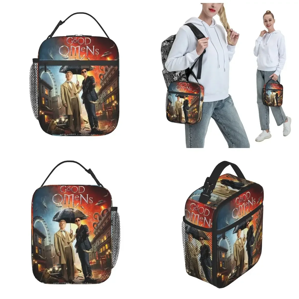 Insulated Lunch Boxes Good Omens Comedy 2023 Accessories Food Box Harajuku Thermal Cooler Lunch Box For Outdoor