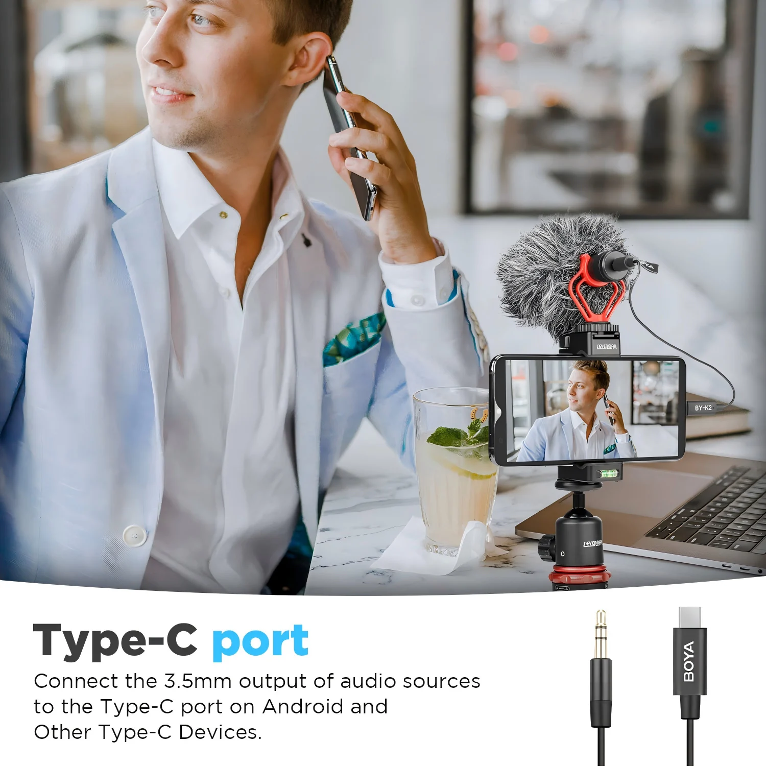 BOYA BY-K1-K9 Cable adaptador de audio de micrófono de extensión profesional para micrófono inalámbrico iPhone Xiaomi DJI OSMO ™   ACCIÓN DSLR