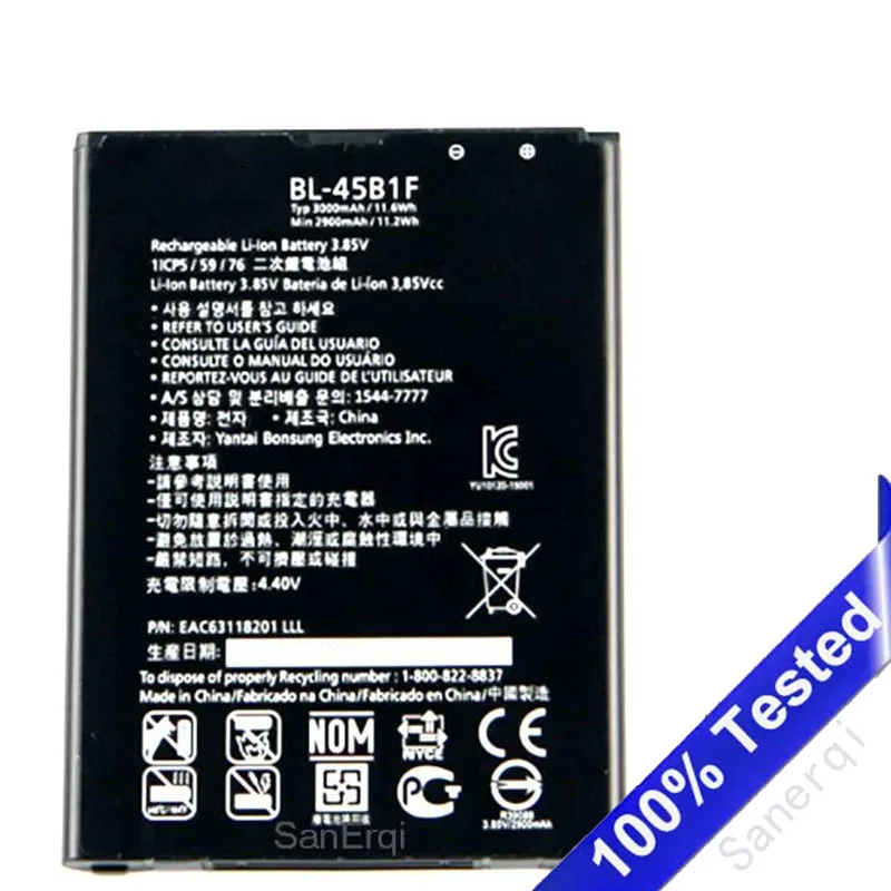 

BL-45B1F Аккумулятор для LG V10 H968 H961 BAK-110 F600 BL 45B1F H901 H900 Полная емкость 3000 мАч