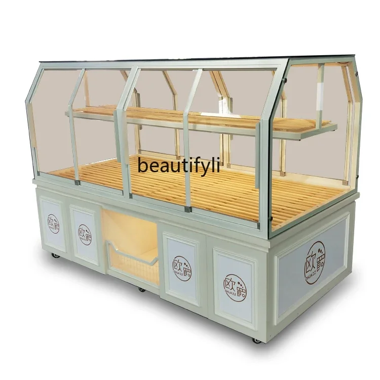 

Bread Display Iron Island Cabinet Cake Model Glass Shelf Side Cabinet Bread Display Stand