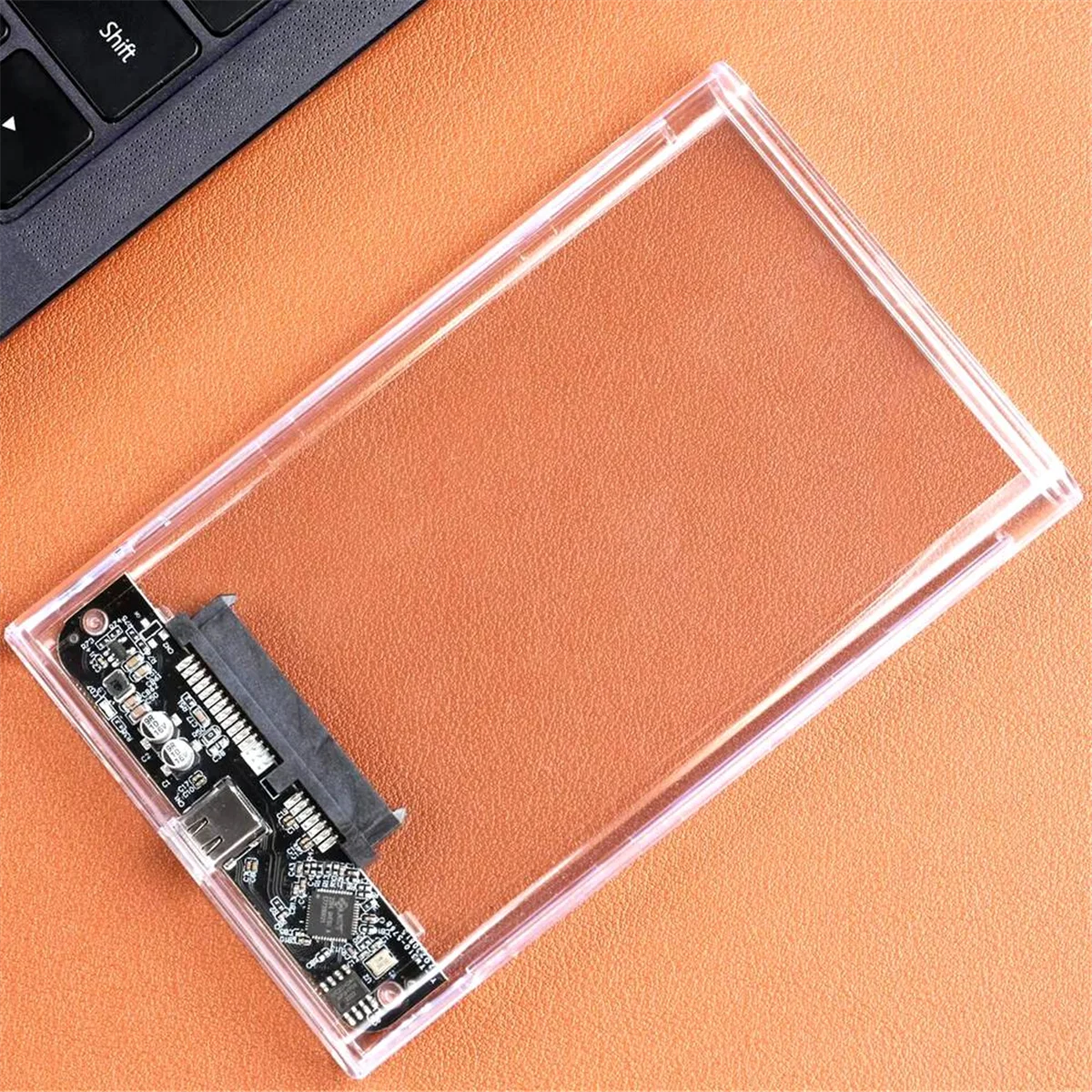 ABAN 2.5 Inch HDD SSD Case SATA to USB 3.1 Type C 4TB Transparent External Hard Drive Housing Compatible UASP SATA III Laptop