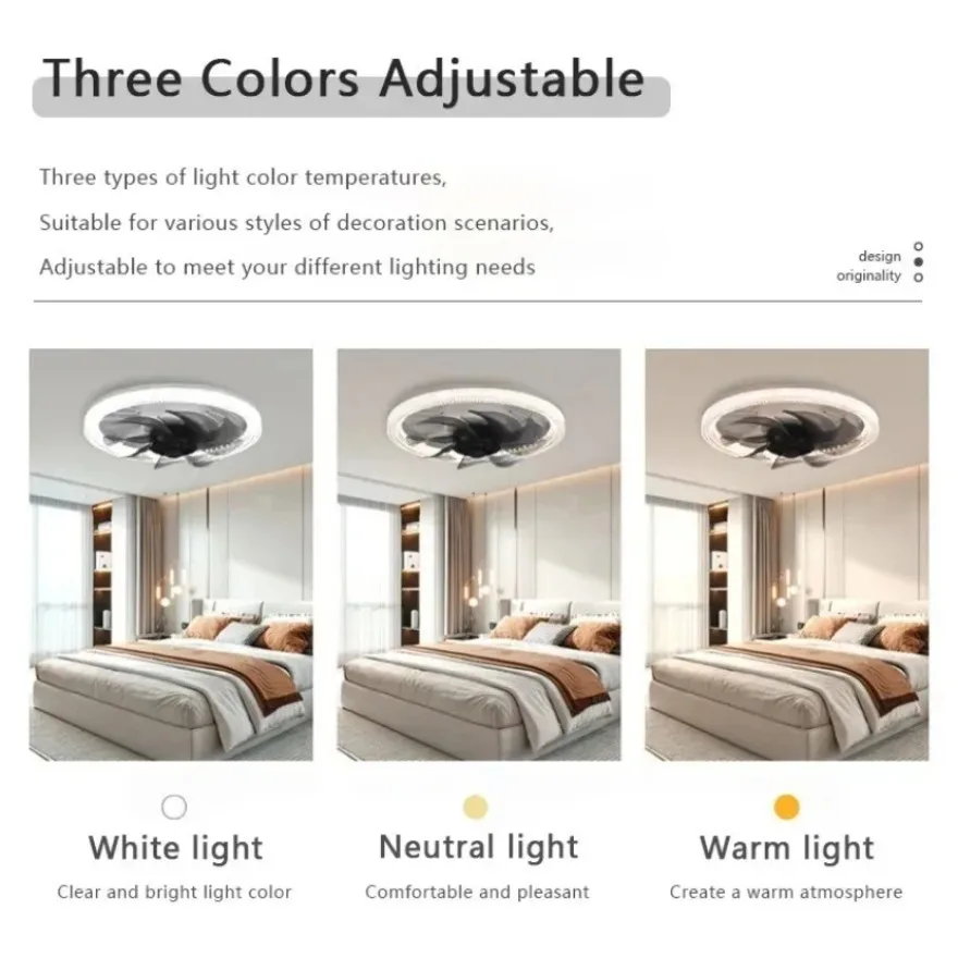 Imagem -06 - Led Silent Fan Light com Ajuste de Controle Remoto Moderno Minimalista Vento Forte Decoração Interior Casa E27 85265v