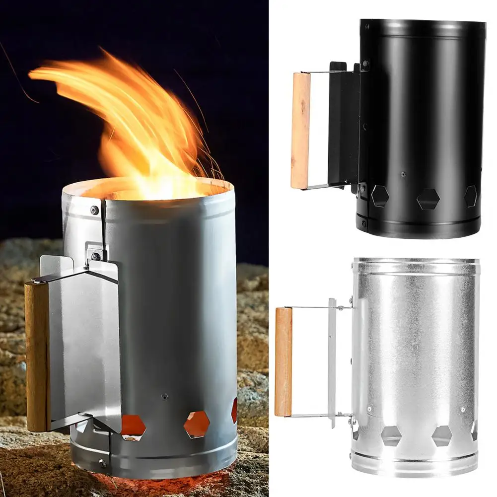

Barbecue Fire Starter Stainless Steel Barbecue Charcoal Burner Portable Handle Ignition Barrel Camping Picnic Cooking Stove Hood