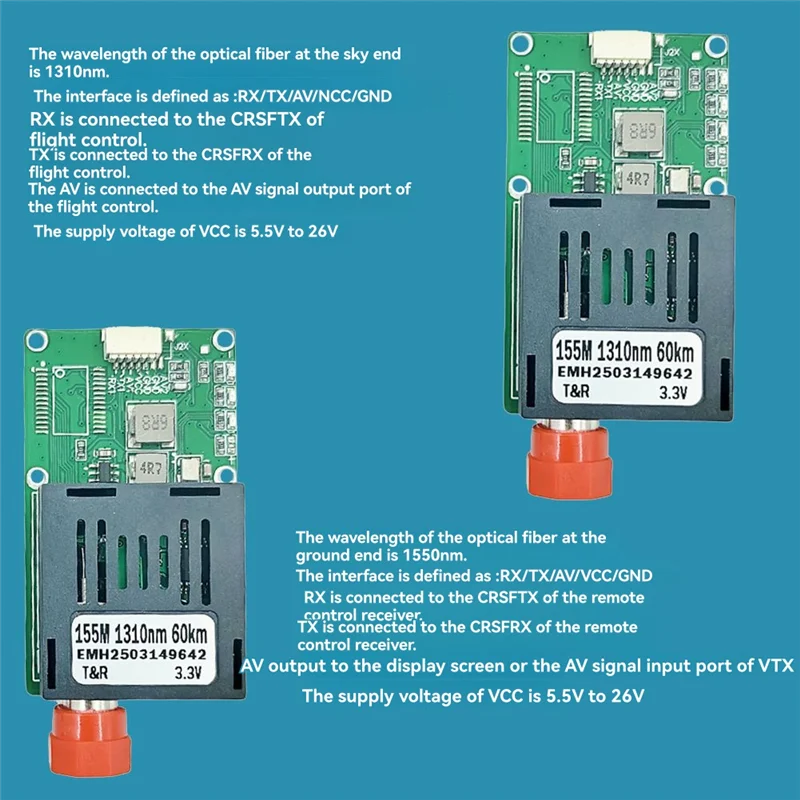 

TTL Optical Transceiver Module 60KM Optical End Device Dedicated Optical Port ST Interface Module UART/SBUS-Y47A