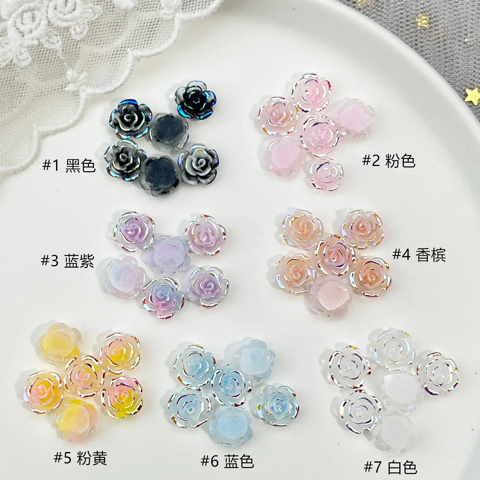 50PCS 7 Colors Of Aurora-Effec - огляд і ціна Resin Art Rose Petals