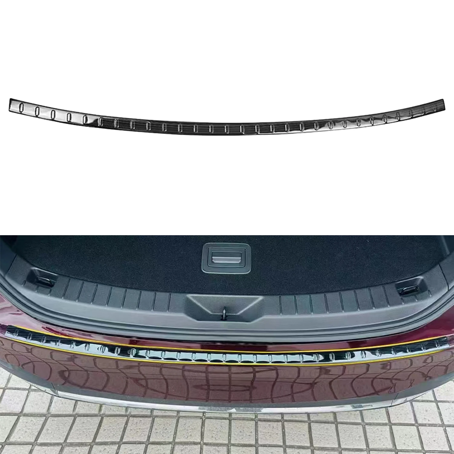 For Mazda CX-90 CX90 2024 2025 Black Steel Rear Trunk Outer Bumper Protector Guard Sill Plate Cover 1pcs
